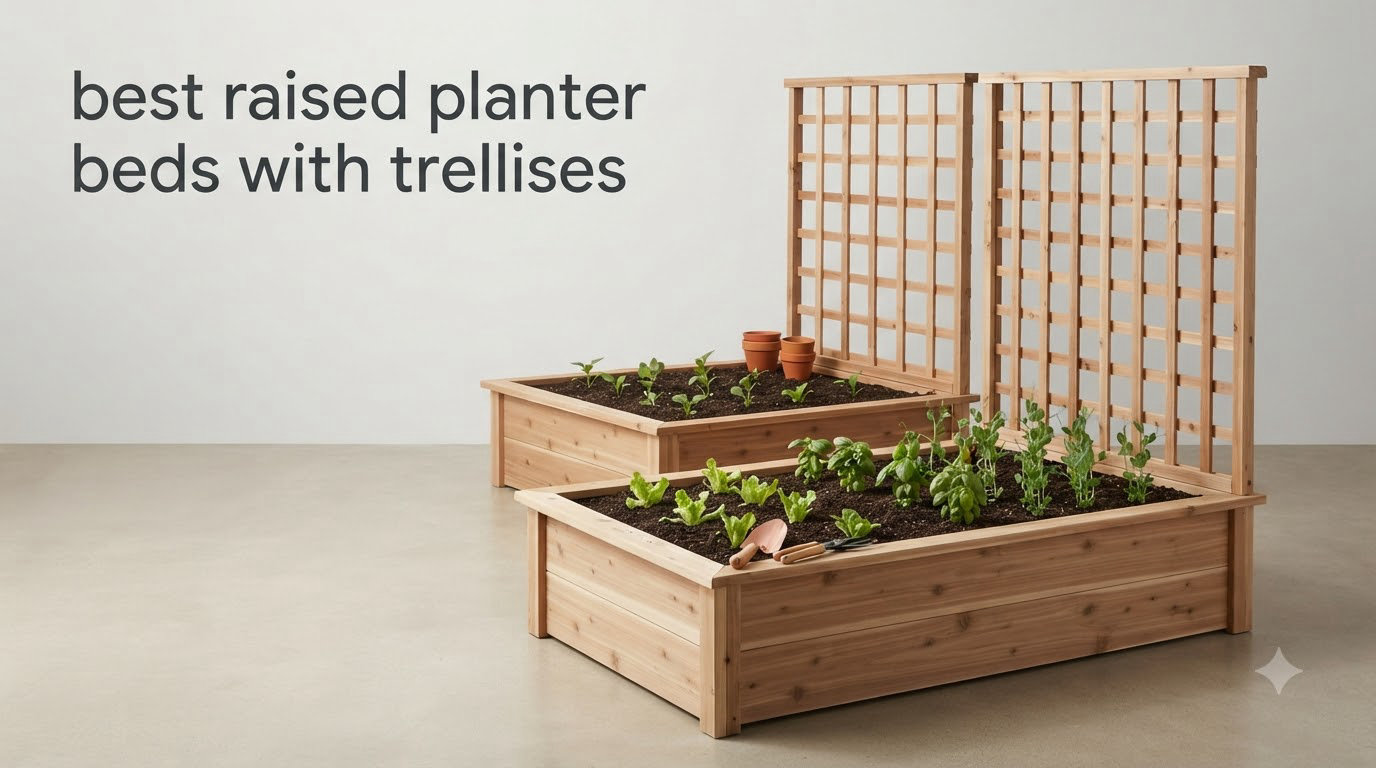 best raised planter beds with trellises