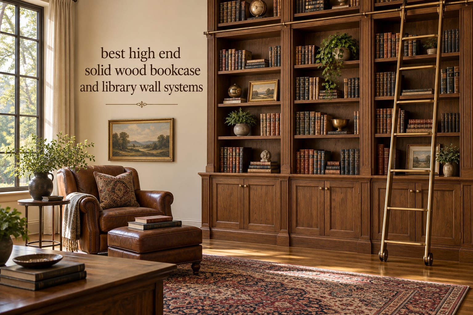best high end solid wood bookcase and library wall systems