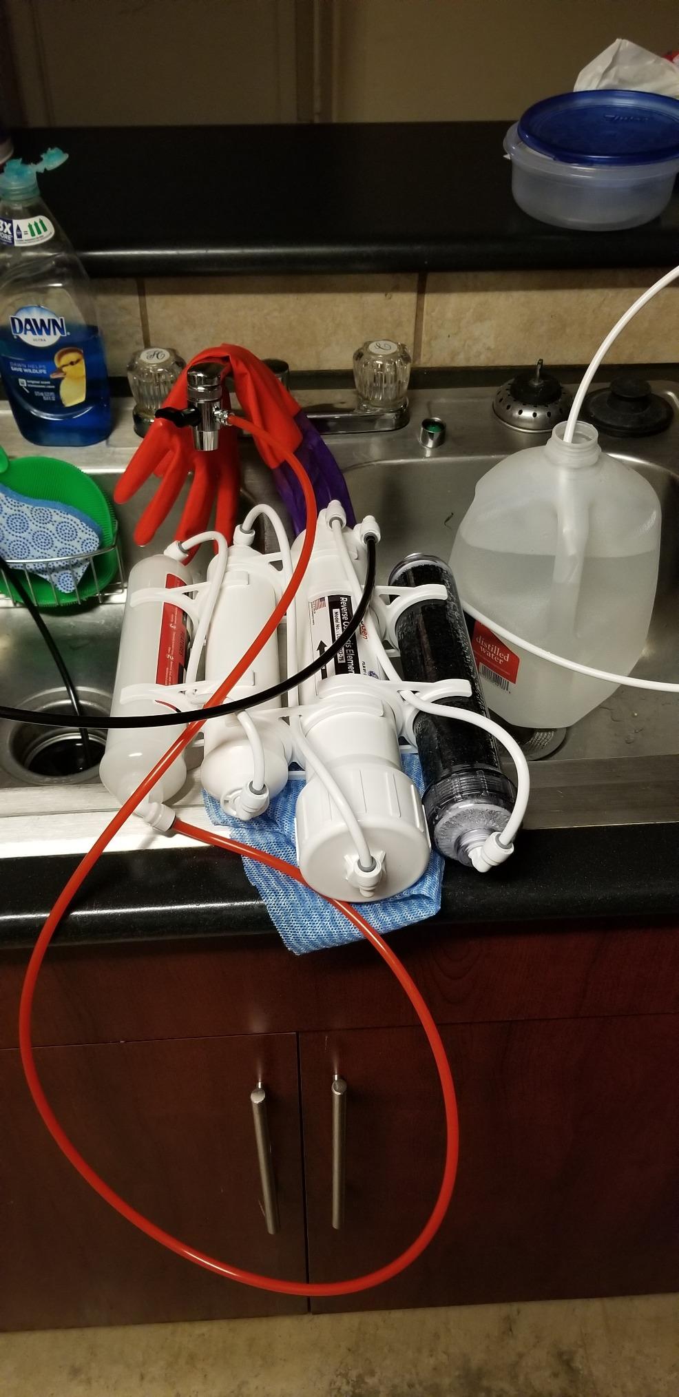 LiquaGen 4 Stage Reverse Osmosis and Deionization (RO/DI) Portable Space Saver Water Purification System | Water Filtration System for Aquarium Filter Processes + Manual Flush Valve (50 GPD) customer photo 2