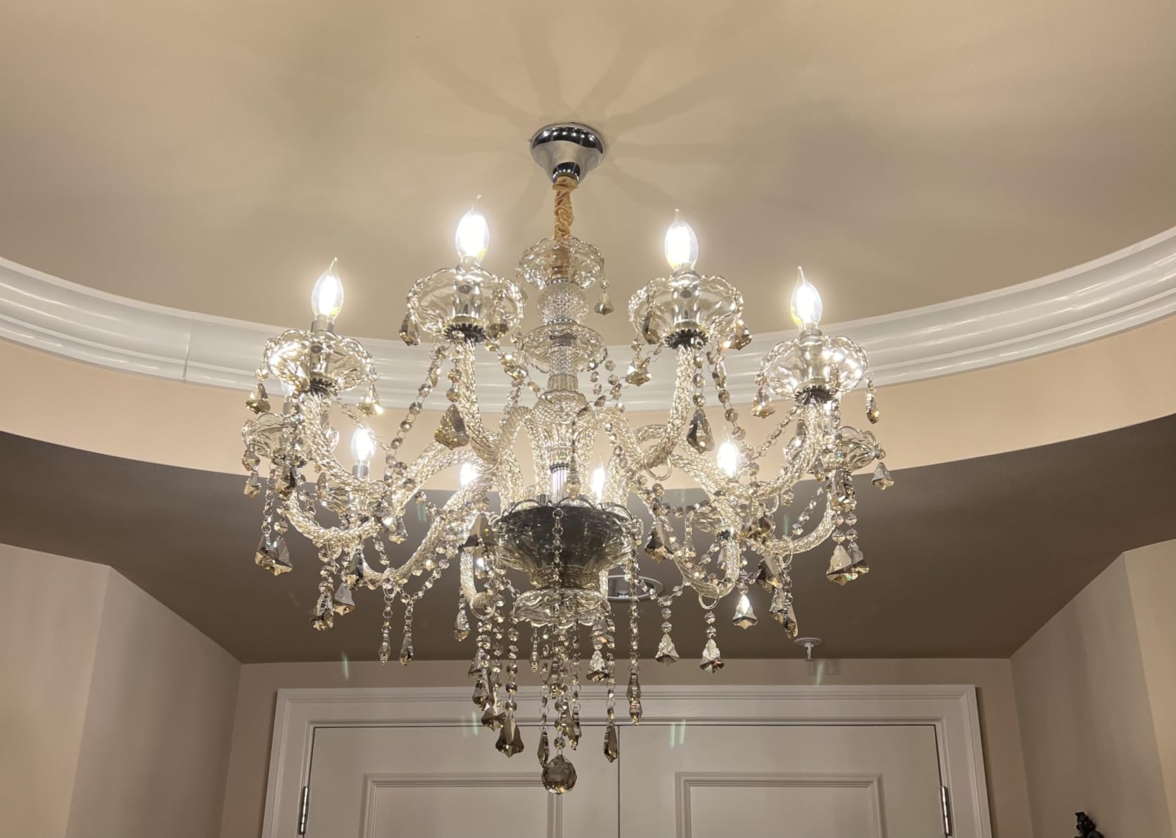 Ridgeyard 10-Light Crystal Chandelier Cognac/Champagne Modern K9 Crystal Candle Pendant Lamp Ceiling Lighting Fixture, Chandeliers for Dining Room Home Decor customer photo 2
