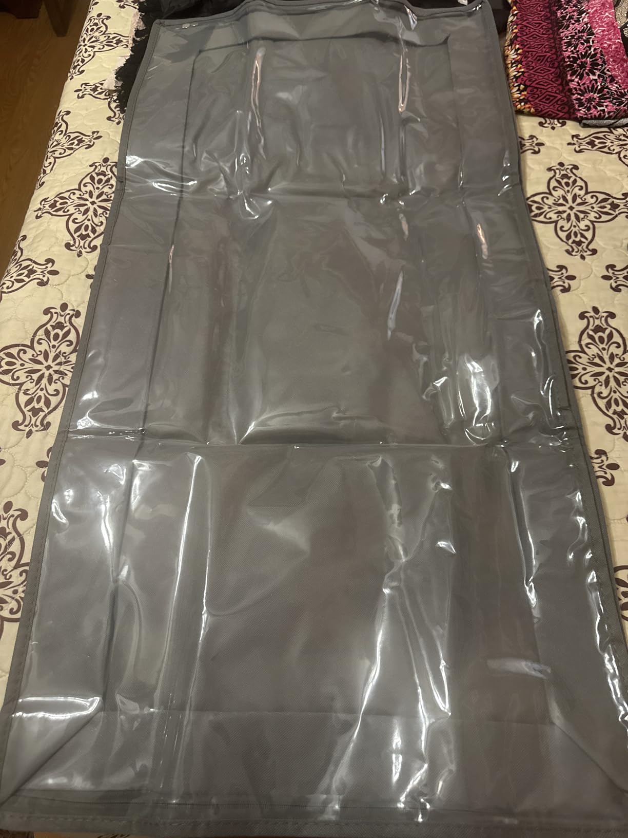 Onlyeasy Foldable Underbed Bags 2 Pack - Blankets Clothes Comforters Storage Bag Breathable Zippered Organizer for Bedroom with Clear Window and 4 Handles, 39.4x19.7x5.9 in, Linen-like Grey, MXDUBBP2 customer photo 1