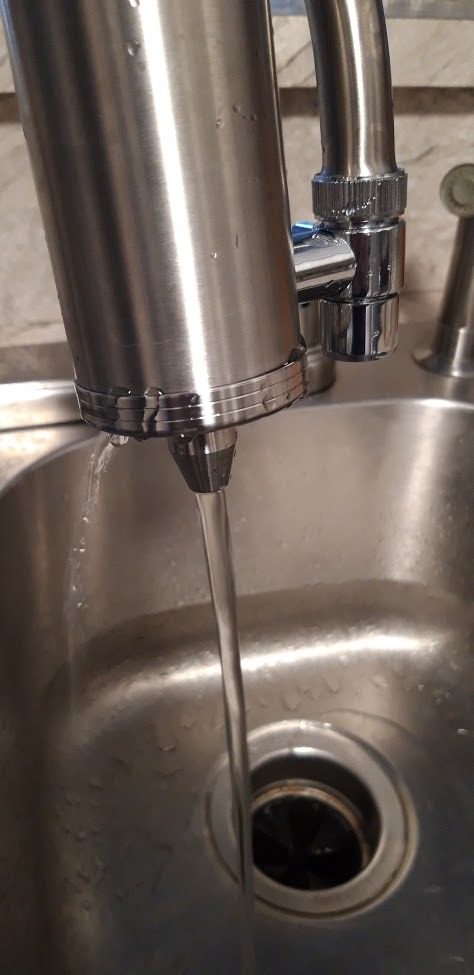 Faucet Water Filter, 1200-Gallons Water Faucet Filtration System, 304 Stainless Steel Tap Water Filter with with Dual 360-degree Swivels, Remove Chlorine, Lead, Odors, Bad Tastes and More customer photo 1