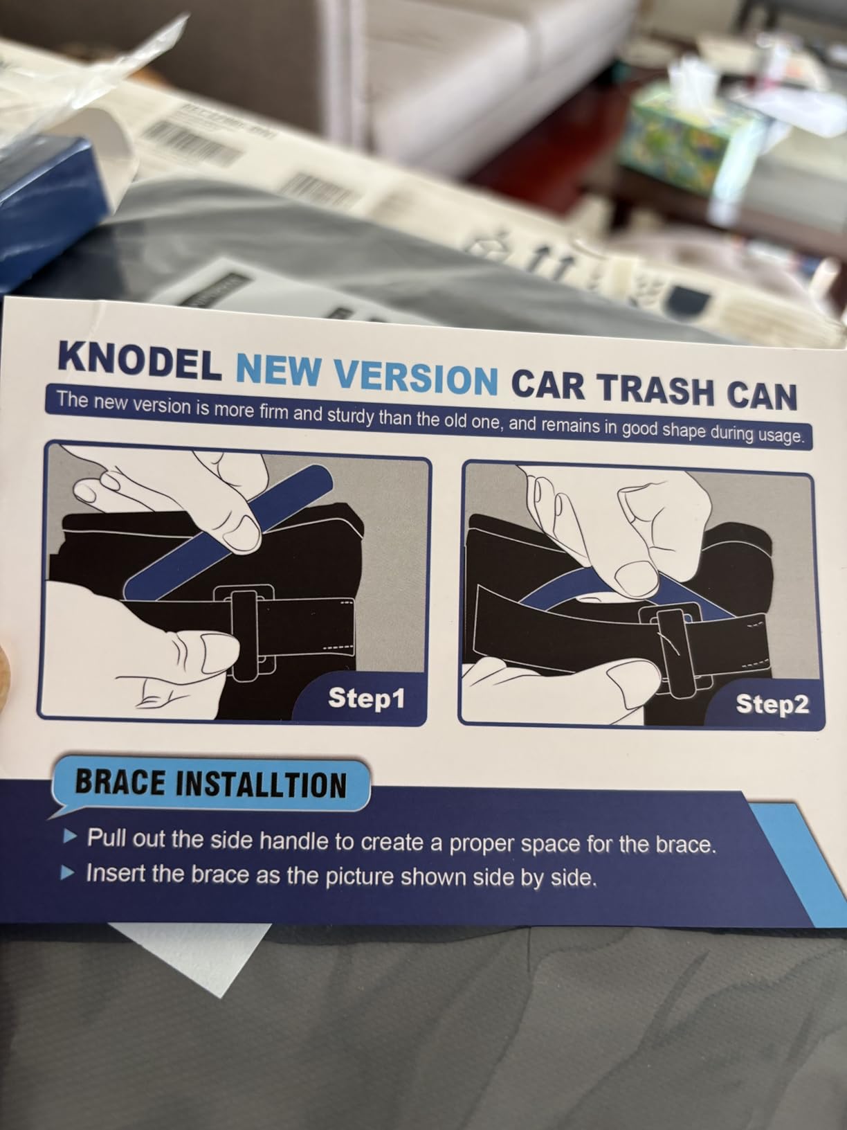 K KNODEL Car Trash Can with Lid, Car Garbage, Bin and Bag (Large, Black) customer photo 1