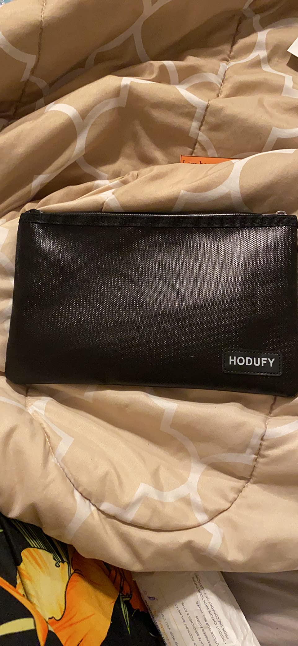Fireproof Money Bag (6400℉), Fireproof Document Bags, Bank Cash Bag with Zipper & Strap, Suitable for A5 Documents, Bank Inventory, Passport (Black) customer photo 2
