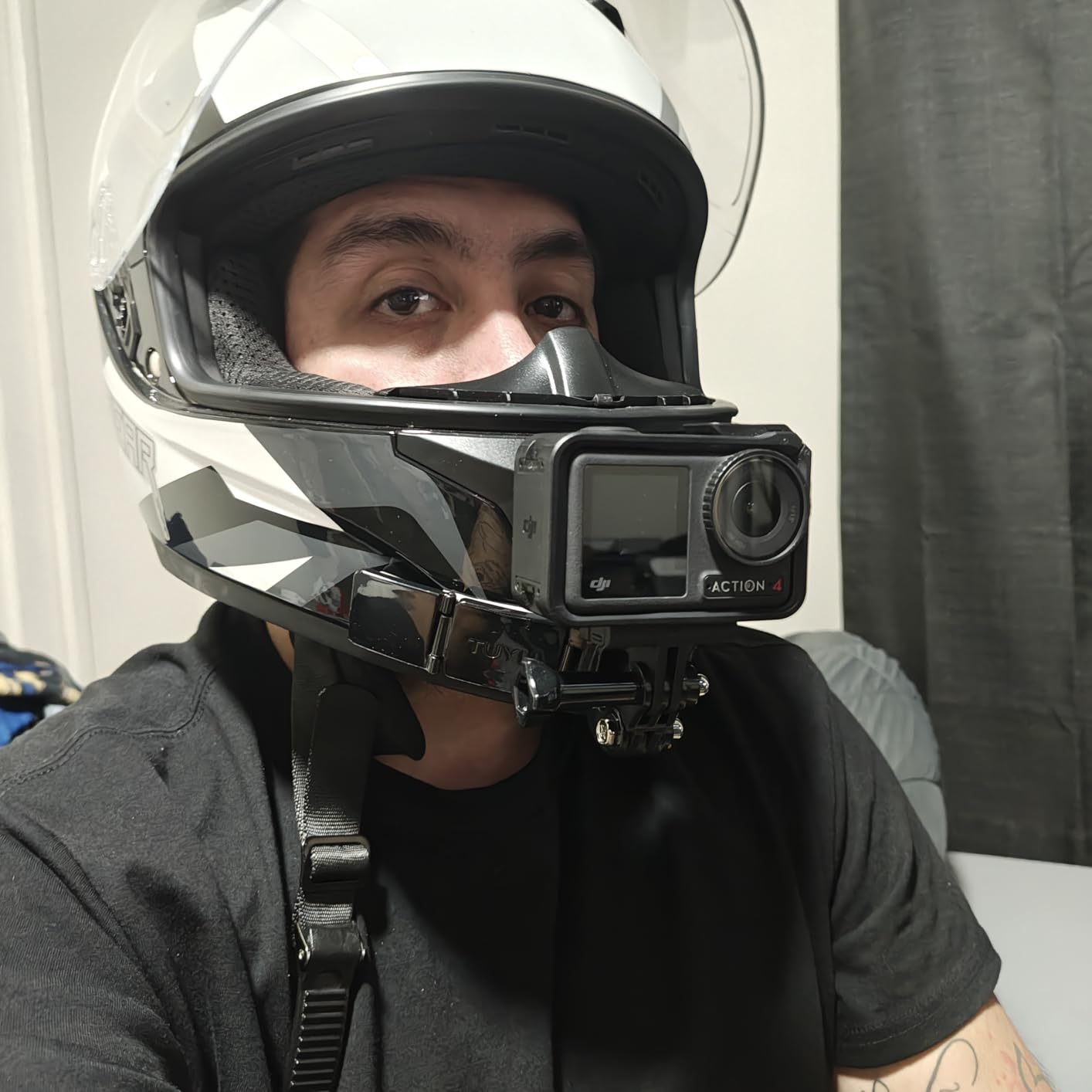 Universal Motorcycle Helmet Chin Mount with Adhesive Pads & Safety Tether customer photo 1