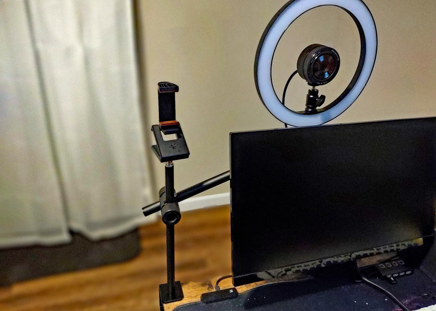 Camera Desk Mount Webcam Stand with Overhead Articulating Magic Boom Arm 1/4