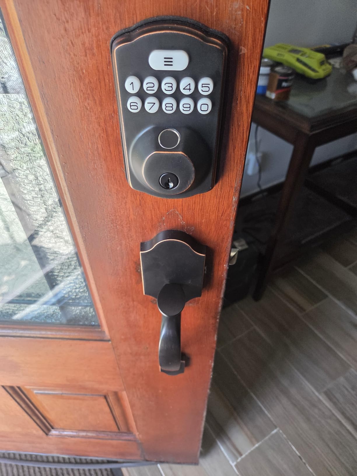 Veise KS02D Fingerprint Deadbolt Lock with Handle Set, Oil Rubbed Bronze customer photo 2