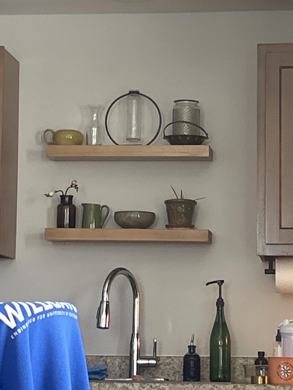 URBANDI, Rustic Floating Shelves, Set of 2, Hidden Bracket, Solid Wood, Heavy Duty, Wall Mounted Shelves, (Brown, 24Wx12D) customer photo 2