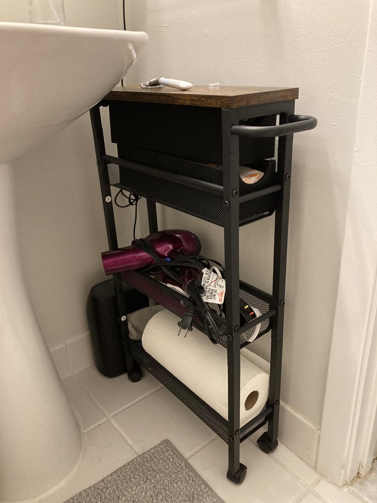 VASAGLE 4-Tier Slim Rolling Storage cart with Wheels, 8.7 Inches, Metal customer photo 1
