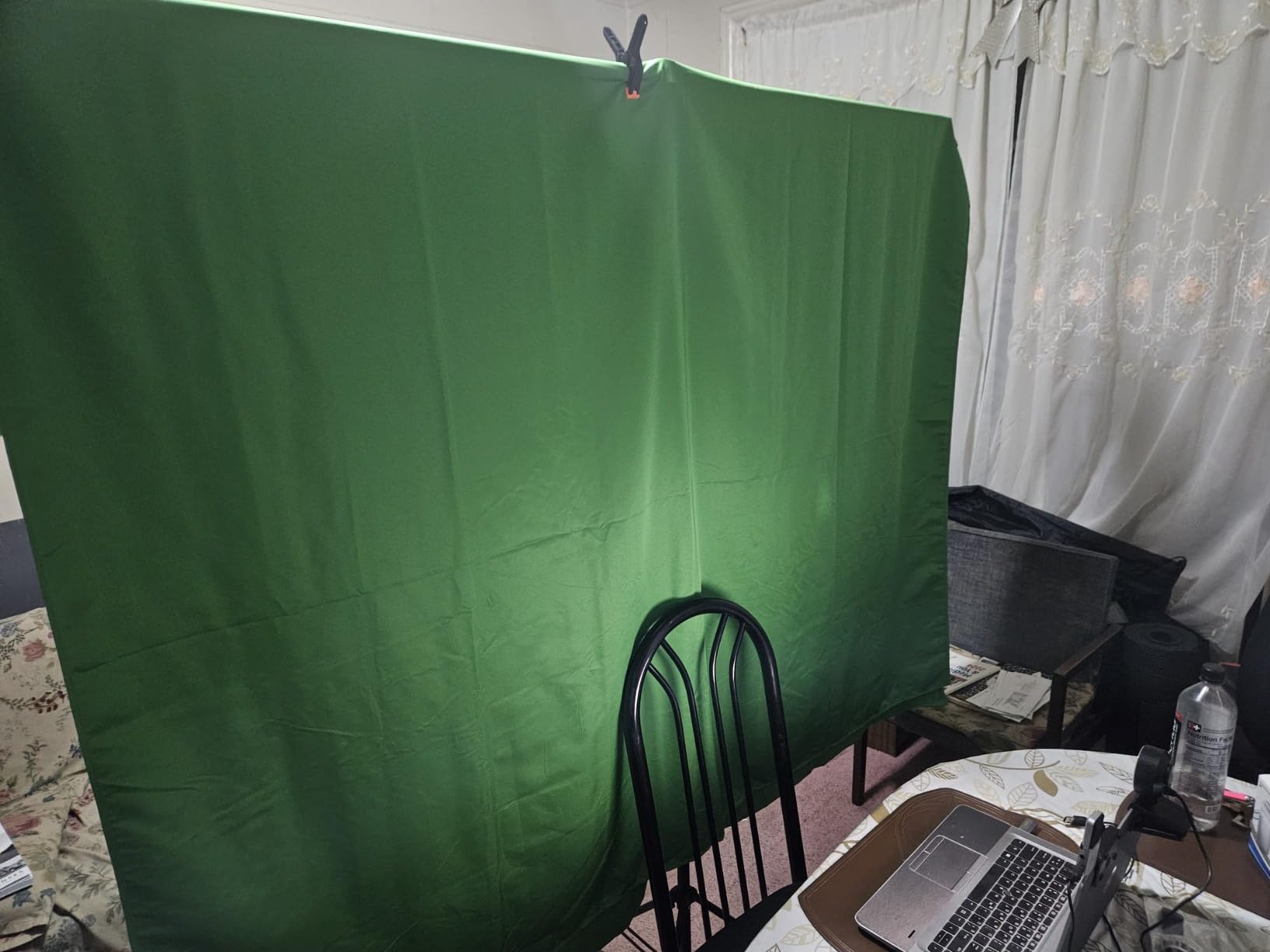 Black White Backdrop Screen with Stand Kit for Photo Video Studio Filming 5X7ft, Black Backdrop White Photo Curtain Background with T Shape Stand and 5 Spring Clamp for Photography Party Decorations customer photo 2