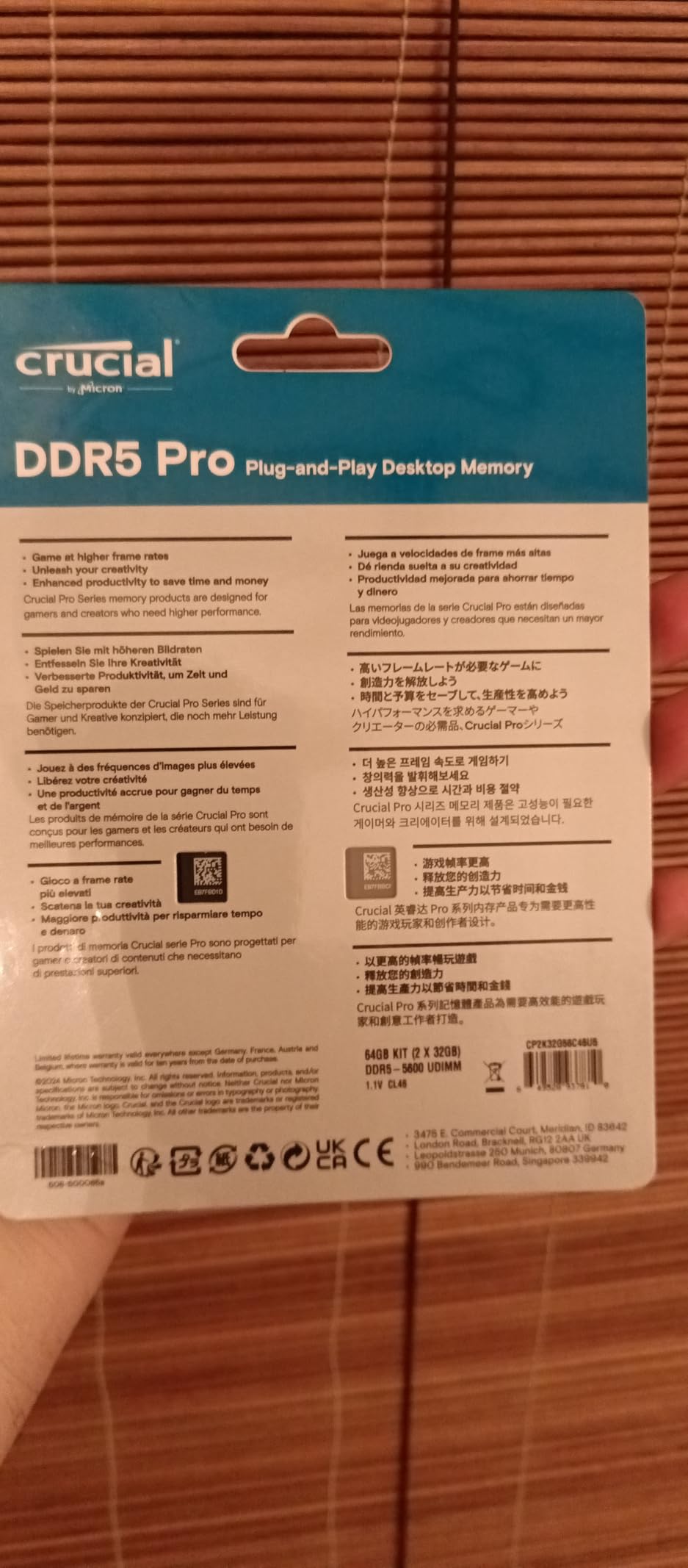 Crucial Pro 64GB DDR5 RAM Kit (2x32GB), 5600MHz (or 5200MHz or 4800MHz) Desktop Memory UDIMM 288-pin, Compatible with 13th Gen Intel Core and AMD Ryzen 7000 - CP2K32G56C46U5 customer photo 2