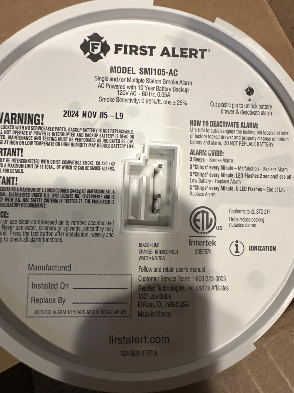 First Alert Hardwire Smoke Alarm with 10-Year Battery Backup customer photo 2