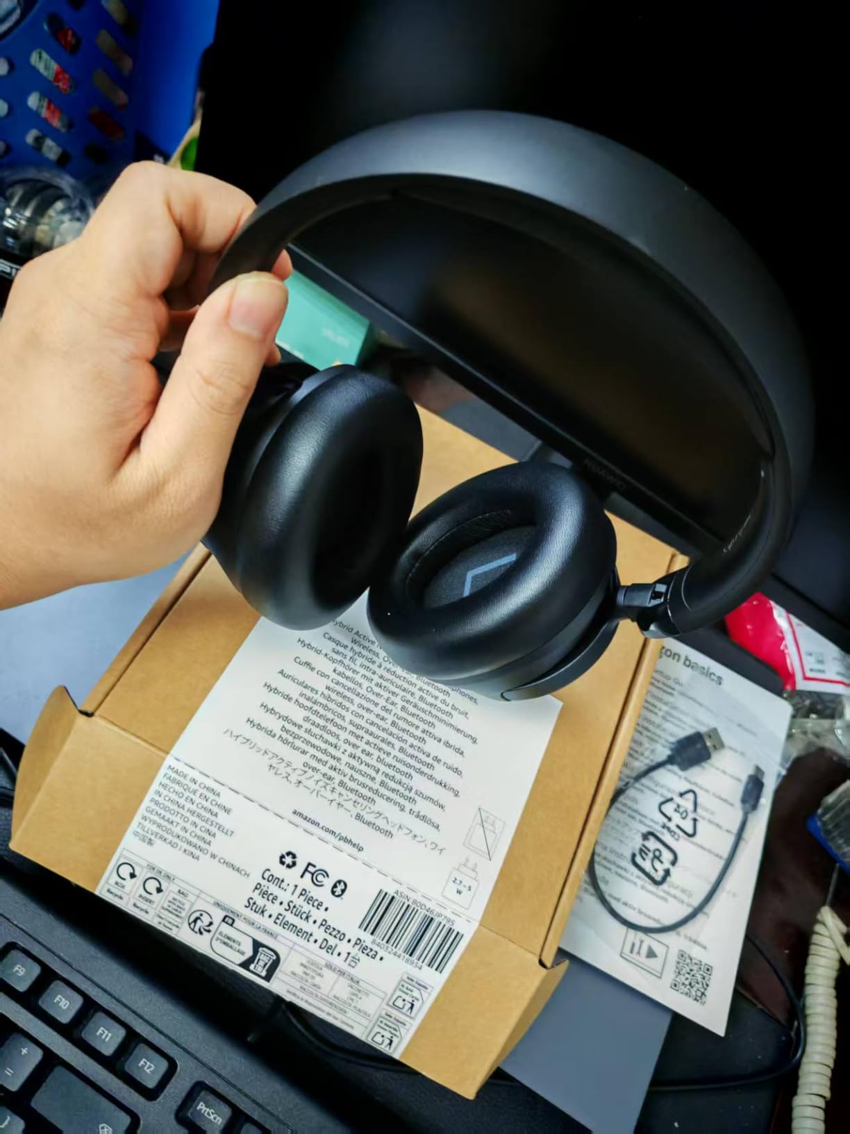 Amazon Basics Hybrid Active Noise Cancelling Headphones, Wireless Bluetooth 5.3, 35 Hours Battery Life with ANC On, 45 Hours with ANC Off, Over Ear Comfortable Fit with Soft Ear Cushions, Black customer photo 2