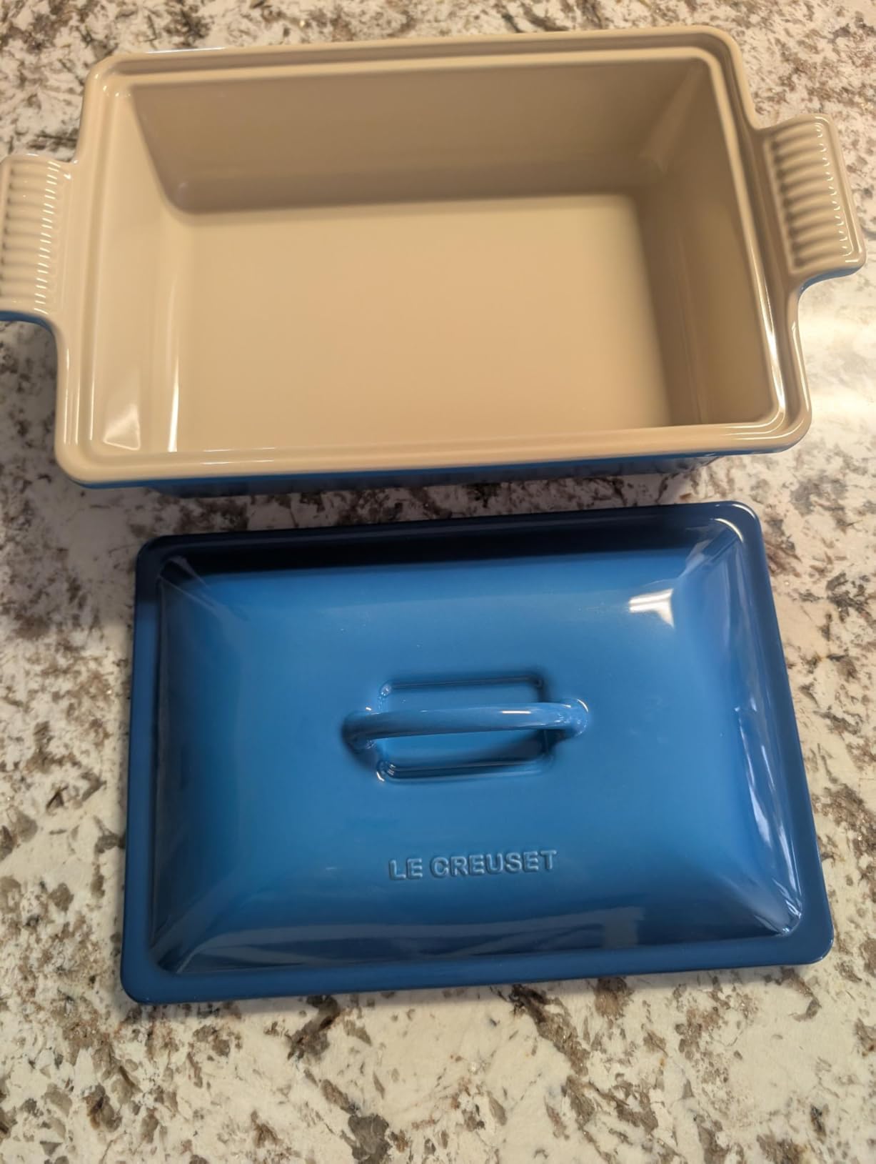Le Creuset Stoneware Heritage Rectangular Covered Casserole, 4 qt., Olive customer photo 2