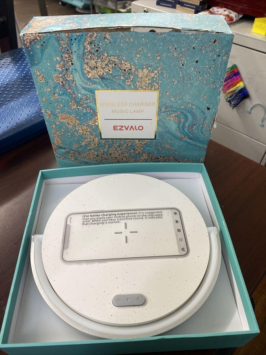 EZVALO Birthday Gifts for Women, Music Table Lamp with Wireless Charger, 4 in 1 Touch Bedside Lamp, Bluetooth Speaker, Phone Holder, Dimmable LED Night Lights Birthday Gifts for Women, Men, Dad, Mom customer photo 1
