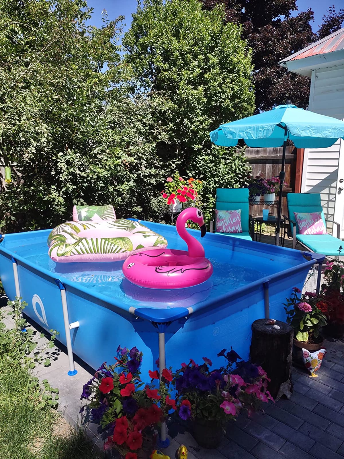 DIMAR GARDEN Above Ground Swimming Pool for Adults, Outdoor Rectangular Steel Frame Swimming Pool for Backyard Lawn Family, 7.5ft x 5.2ft x 16.5in customer photo 2