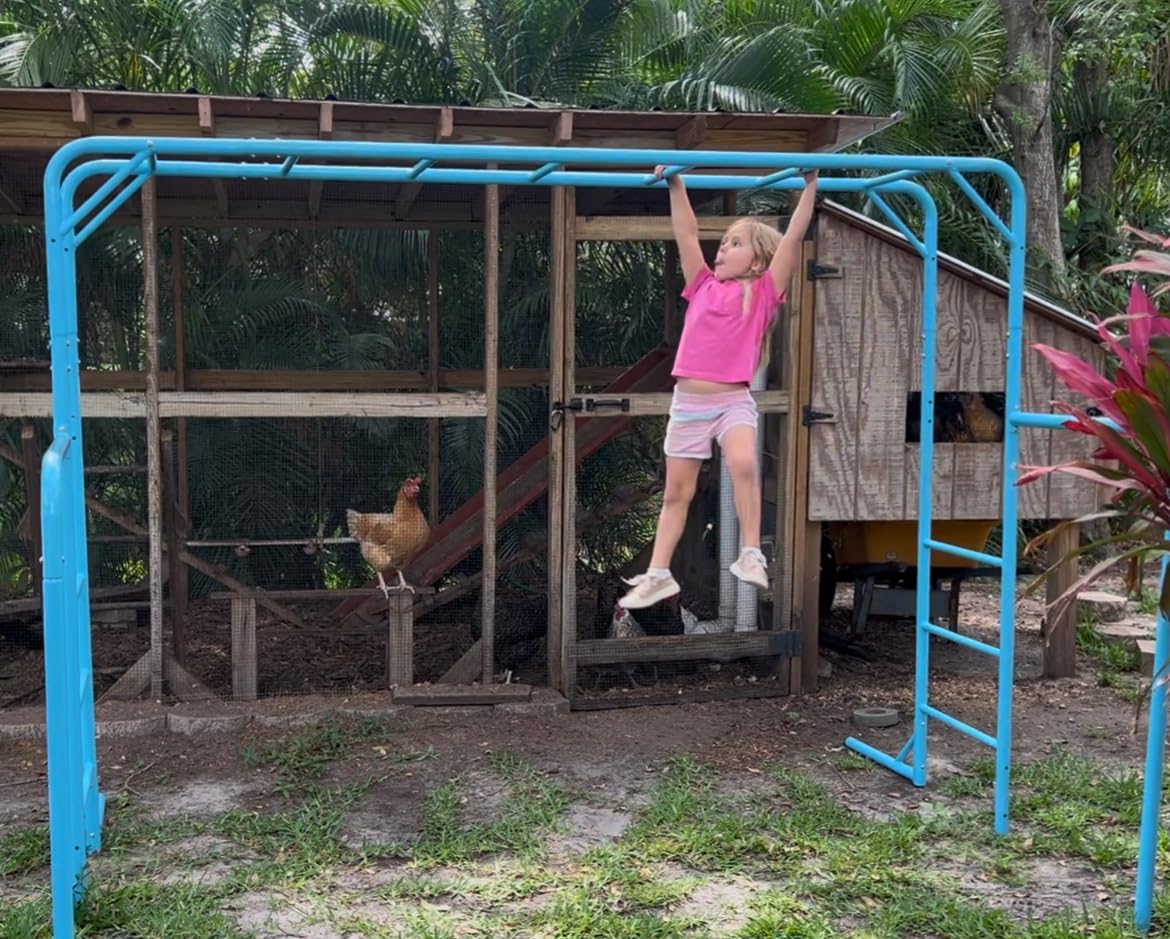 Outdoor Monkey Bar Set with Climbing Frame, Gymnastics bars, Playground Sets for Backyards, Metal Monkey Bars for Kids Age 3 and Up, Backyard Playground Set with Powder Coated Steel, Green customer photo 1
