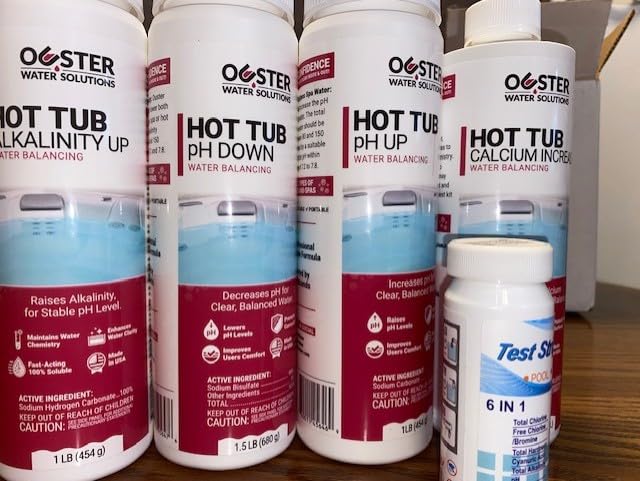Bio Ouster Hot Tub Water Balancing Kit – Spa pH Up, pH Down, Alkalinity Increaser, Calcium Hardness Increaser & Test Strips – Spa Chemicals Starter Kit for Inflatable & Acrylic Hot Tubs – Made in USA customer photo 1
