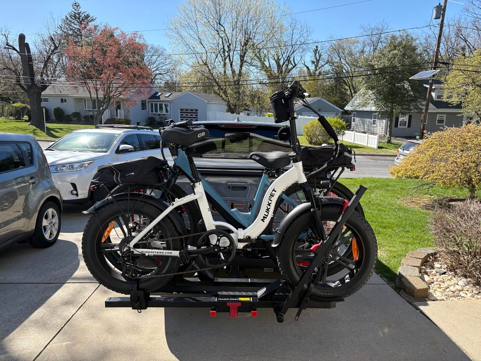 Hitch E-Bike Rack with Ramp, 170lbs Capacity Foldable Electric Bike Carrier for 2 Heavy Ebike, Up to 5
