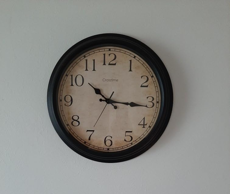 Crosstime 24 Inch Wall Clock Battery Operated Silent Round Vintage Large Wall Clocks for Living Room Farmhouse Decor, Black-Brown customer photo 1