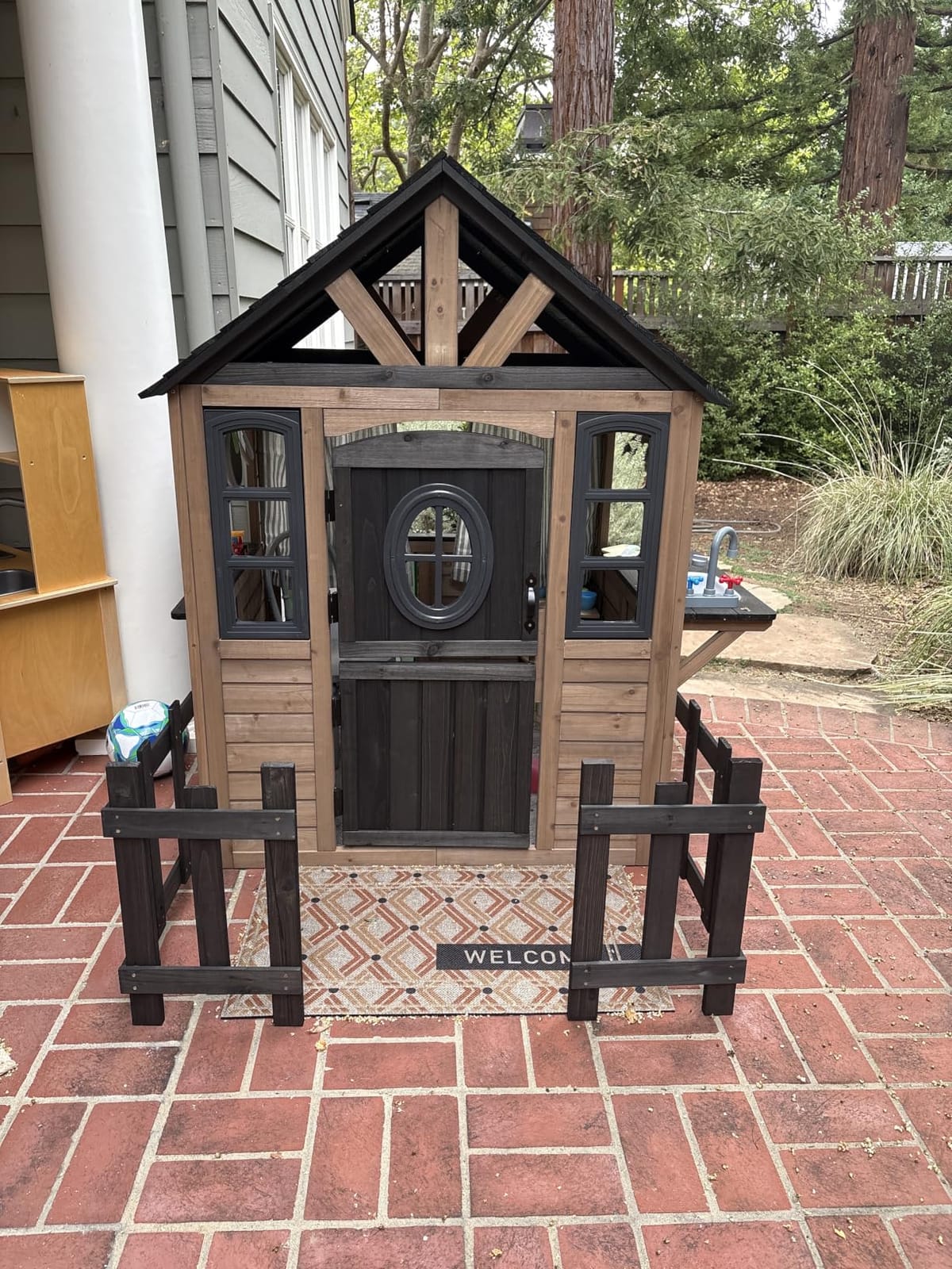Albott Kids Outdoor Wooden Playhouse with Kitchen Set customer photo 2