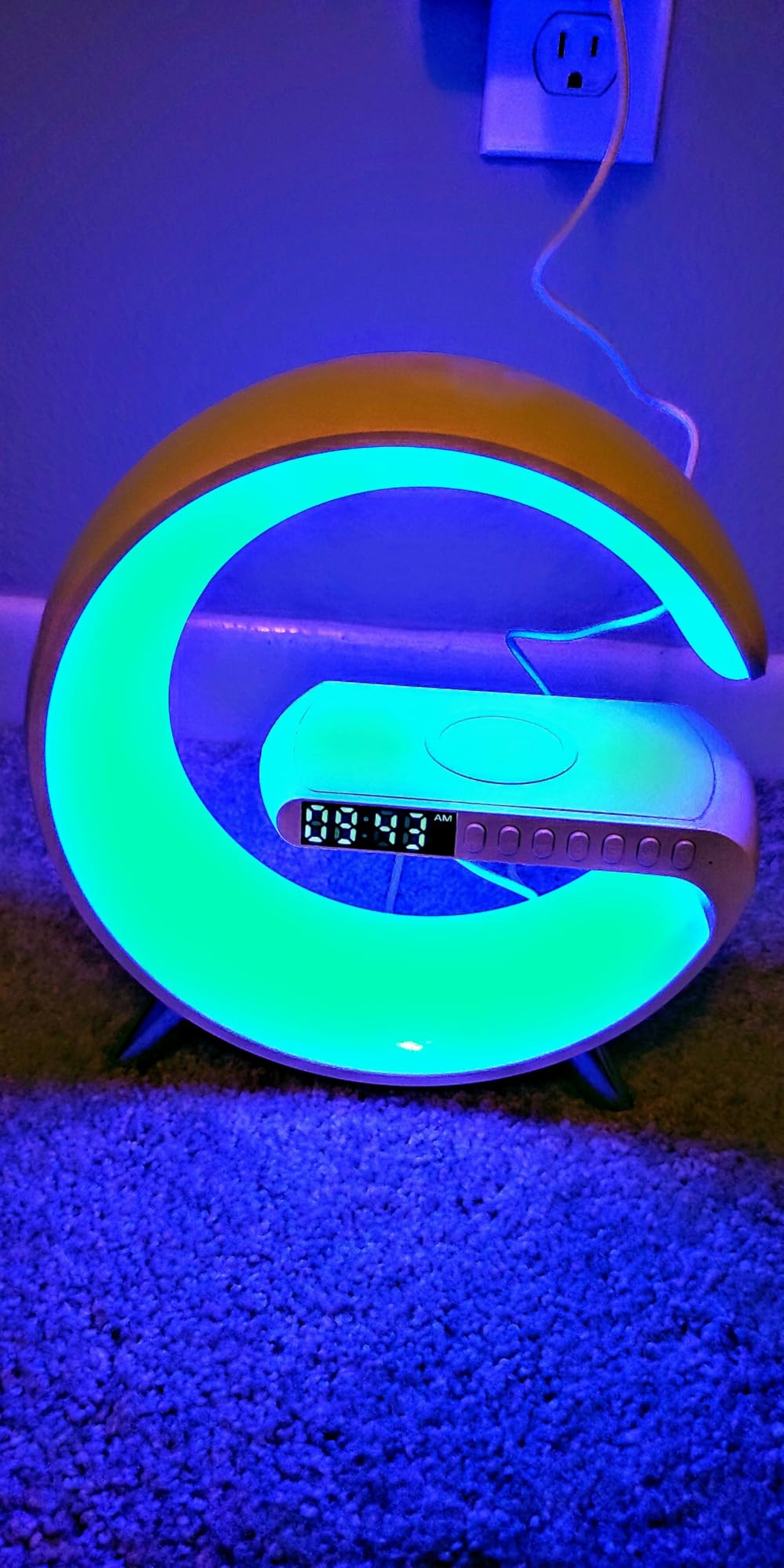 Smart LED Table Lamp, 4-in-1 Wireless Charger, Night Light, Alarm Clock, Bluetooth Speaker with App Control, Bedside Lamp with Charging Station for Bedroom, Office, Home Decor, Teen Girls Boys Gifts customer photo 1