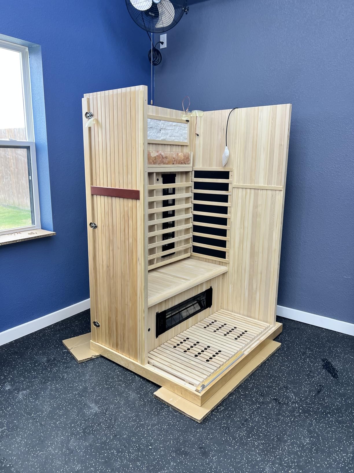 MEISSALIVVE Full Spectrum Infrared Sauna，2-3 Person Home Sauna，Red Cedar Indoor Sauna with Resonance Speaker, Panoramic Tempered Glass Door customer photo 2