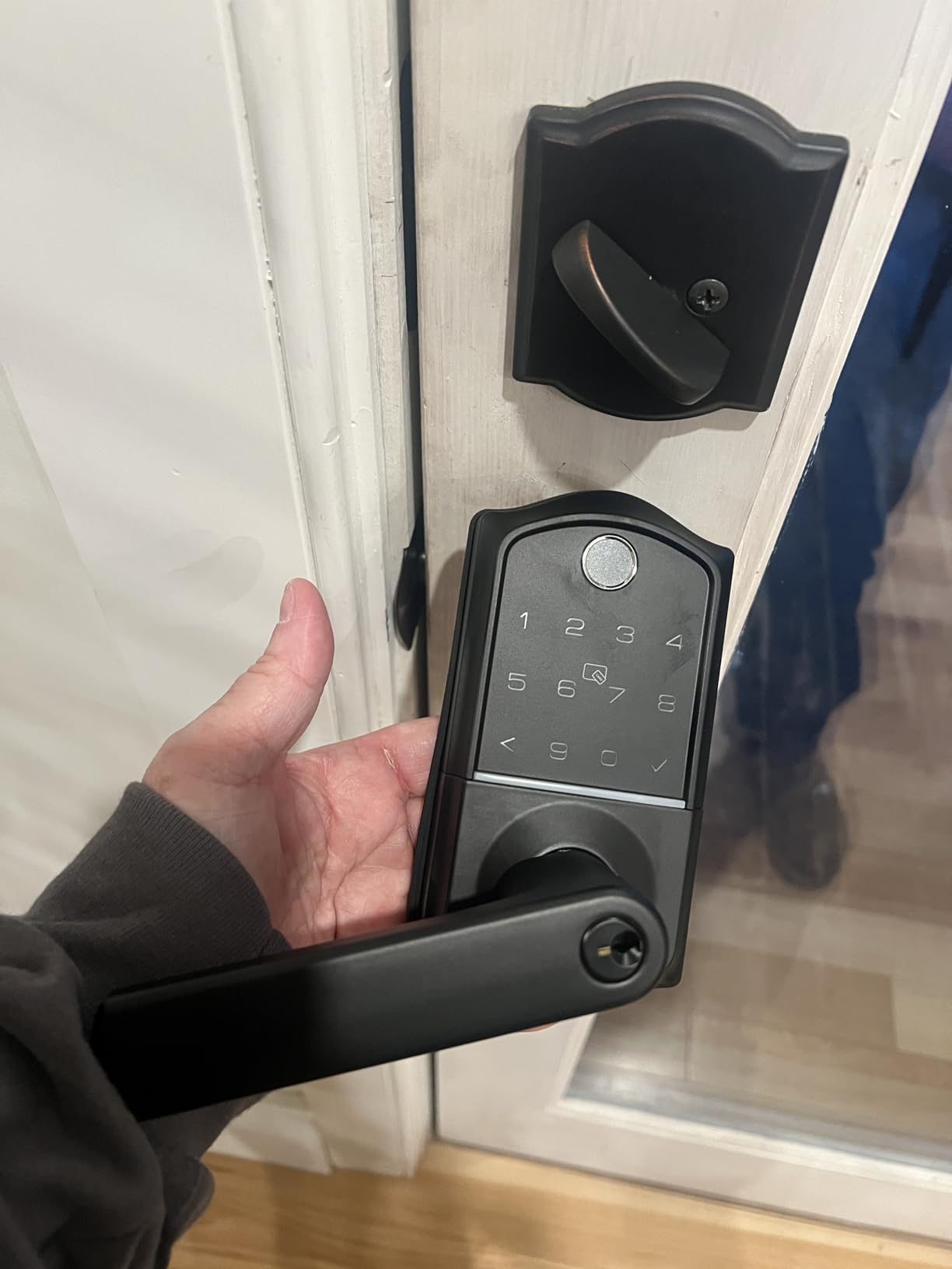 Veise VE019 Smart Lever Lock, Keypad Door Knob with Handle, Satin Nickel customer photo 1