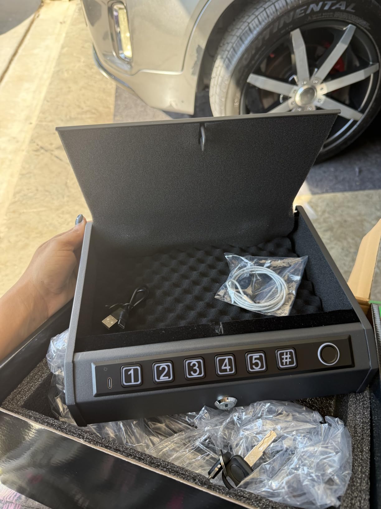 Biometric Gun Safe for Handguns, Pistol Safe Fits 2-3 Handguns customer photo 2