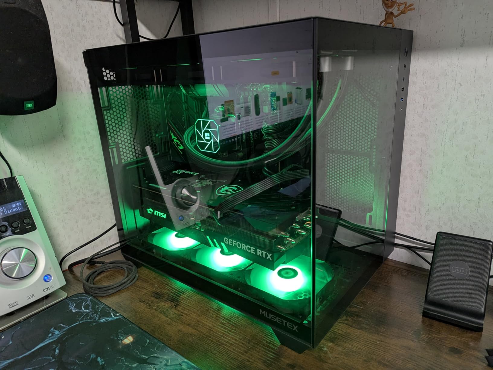 MUSETEX Y6 PC Case, Pre-Installed 4 Non-LED Fans, ATX Mid Tower Case, Computer Case with Type-C, 270° Full View Tempered Glass, Black customer photo 2