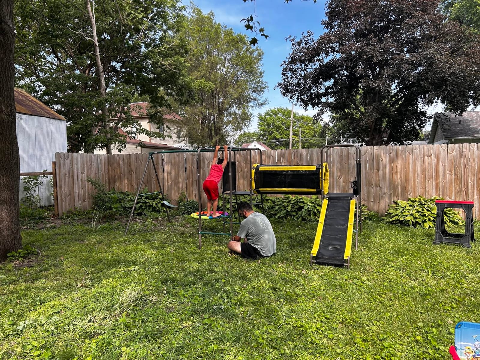 Hapfan Swing Set with Slide,Crawl Tunnel and Monkey Bars for Backyard customer photo 1