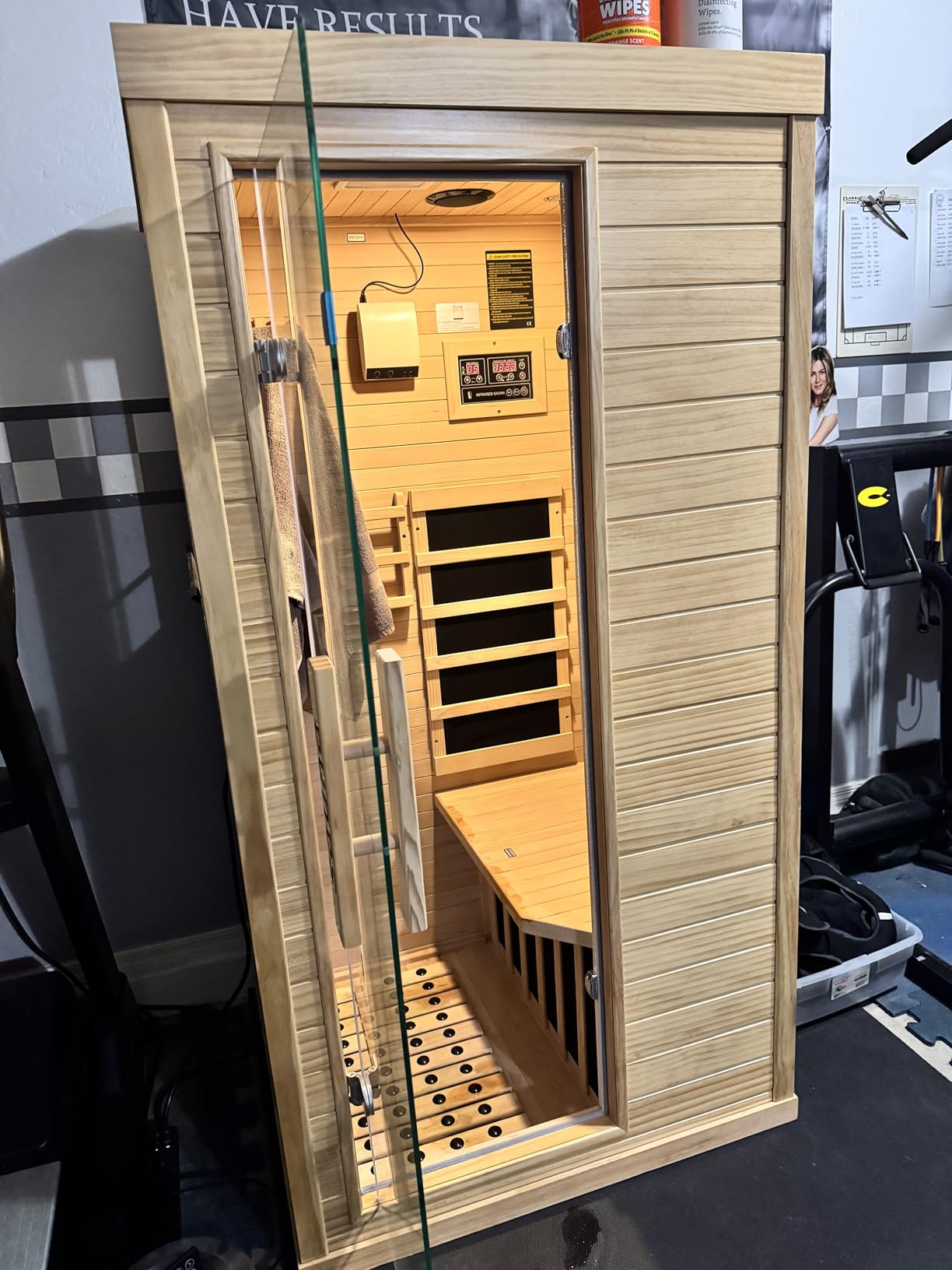 2 Person Indoor Home Infrared Sauna Room for Home Gym, Canadian Hemlock Wood, 616 * 220mm Red Light Beauty System, Fast Heating to 140°F, 110V/1800W, Bluetooth MP3, Gift for Family customer photo 2