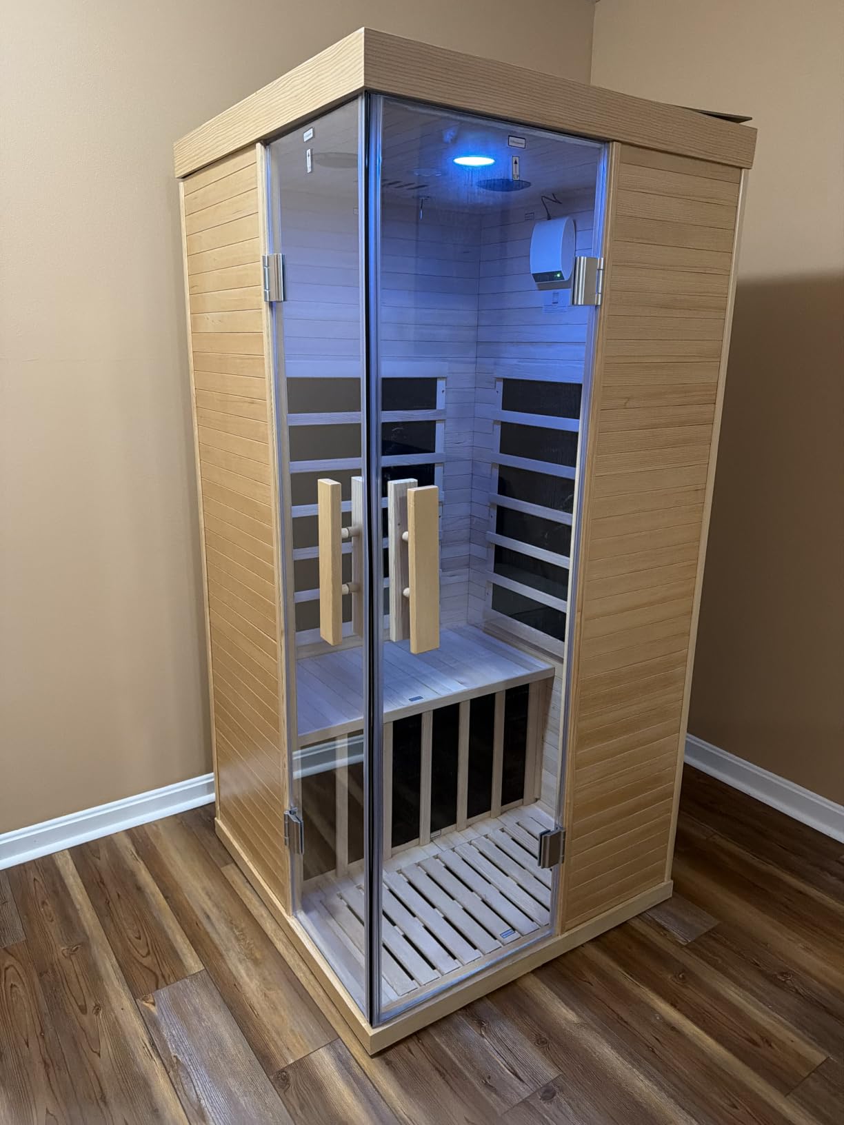 Outdoor Sauna, 4-6 Person Tradition Wood Dry＆Steam Sauna with Sauna Stone, 220V/6KW Electric Heater customer photo 1